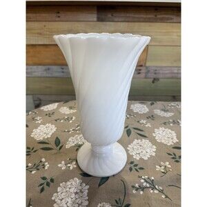 E. O. Brody Co MJ-52 9" Milk Glass Swirl Vase Cleveland Ohio